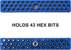 Mayouko 1/4" Magnetic Hex Bit Holder Rack Organizer, 43 Holes, 1/4-Inch Drill Bit Holder, Blue, 2 Racks, Magnetic Bit Holder with Magnet Base for Screwdriver Bits
