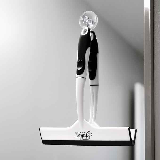 Fuller Brush Easy Grip Handheld Squeegee - for Shower Walls, Doors, Tub Surfaces, Windows, Mirrors & Vehicle Windshields - ThermoPlastic Rubber Blade - Comfort Grip Handle with Built-in Finger Groove