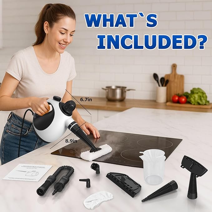 Handheld Steam Cleaner - High Pressure Steam Cleaner for Home, Multi-functional Cleaning Tools for Kitchen, Bathroom, Couch, Car. Portable Steamer Makes Housework Easier.