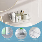 Acrylic Clear Shower Caddy Soap Dish 2pack Small Size 12.9"L 4.7"W 5.9"H Acrylic Shelves No Need To Drill Wall Adhesive Shelves With Self- Adhesive Tape For Bathroom Kitchen Rv(Shower Caddy S)