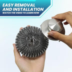 Steel Wool Scrubber Dish Brush Set with Handle, Deep Cleaning Scrubber Set, Silver