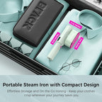 Portable Travel Steamer for Clothes, Fast Wrinkle Remover Garment Steamer for Home & Travel, 2-in-1 Iron & Steam with 90°Rotatable Head, Handheld Iron Steamer with LCD Temperature Display