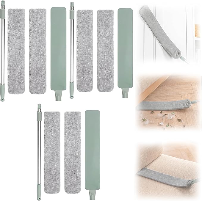 Retractable Gap Dust Cleaner – 38" Extendable Microfiber Duster with Bendable & Removable Head, Washable Brush for Easy Cleaning Under Furniture, Appliances & Sofas (3Set)