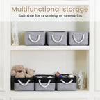 Storage Baskets for Shelves 11.8x7.9x5.2 Inch-Foldable Fabric Organizing Storage Bins with Handles, Closet & Bathroom Organizer, Home Storage for Kitchen, Office (1-Pack, Gray)