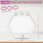 DilaBee 2-Pack Plastic Cookie Jar - 1 Gallon Hexagon Candy Jars with Lids for Candy Buffet, Kitchen & Office - Clear Jars with Lids for Cookies, Candies & Dry Food - Plastic Jar with Labels - BPA-Free