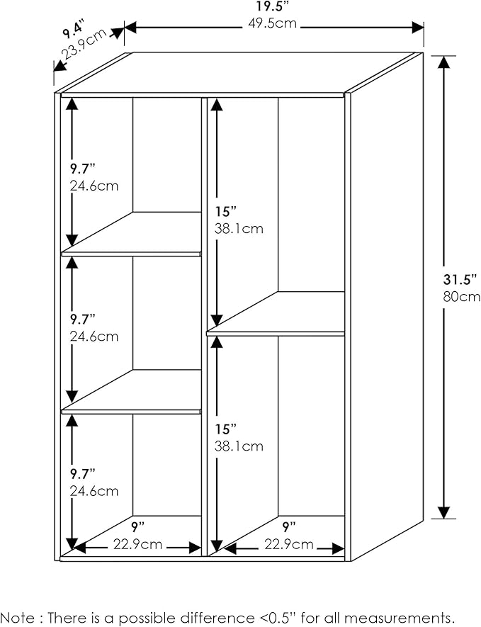 Furinno Luder 5-Cube Reversible Open Shelf, French Oak
