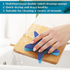 Tioncy 12 Pack Summer Starfish Kitchen Sponges Bulk Dual Sided Scrubber White Blue Starfish Sponges Dishwashing Kitchen Cleaning Accessories for Funny Christmas Household Supplies