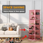 SpaceAid 6 Tier Rotating Shoe Rack Tower, Spinning Shoe Display Lazy Susan, Revolving 360 Shoe Rack Storage Round Carousel, Vertical Handbag Rotate Shoes Closet Organization (6-Tier Pink)