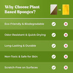 12 Pack Natural Kitchen Sponges - Biodegradable, Compostable, Sustainable Wood Cellulose & Coconut Fiber Sponge for Dishes, Quick Drying & Non Scratch Plant Based Eco Friendly Scrubber for Dishwashing