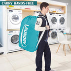 Sylfairy 2 Pack XL Laundry Bag with Strap,Heavy Duty Travel Laundry Bag,Rip-Stop Dirty Clothes Shoulder Bag with Drawstring,Easy Fit a Laundry Hamper or Basket Travel Essentials