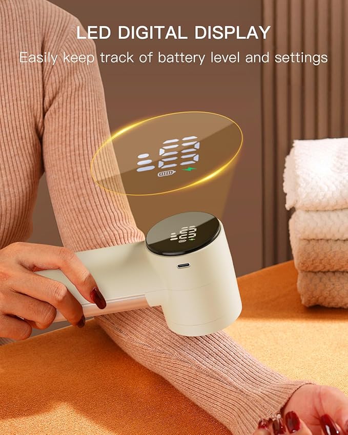 Electric Lint Remover and Fabric Shaver, Rechargeable Clothes Shaver for Sweater Furniture Couch, 3-Speed Pill Remover Defuzzer to Remove Fuzz Pilling from Blanket Jacket