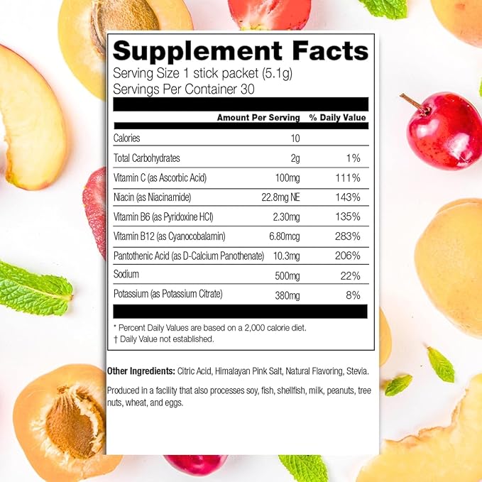 310 Nutrition Sugar Free Electrolytes Powder - Instant Hydration Packets for Daily Fluid Balance - Caffeine-Free Rehydration Drink Mix w/Vitamins, Low Calorie & Keto Friendly - Variety 30 Singles