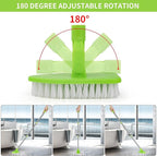Scrub Cleaning Brush with Long Handle 35'' - Extendable Floor Scrubber with 1 Stiff Bristles & 3 Sponge Brush, Adjustable Lightweigh Detachable Kitchen Brush for Baseboard Shower Bathroom Bathtub Tile