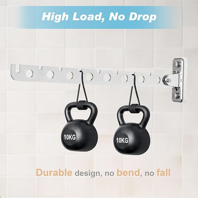 Alise Folding Clothes Hanger,Stainless Steel Wall Mounted Drying Rack,Space Saving Laundry Hanging Rack for Laundry Closet Bedroom Bathroom,Polished Chrome