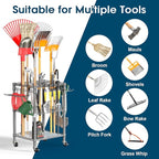T1 Garden Tool Organizer（with Lockable Wheels） Heavy Duty Garage Tool Storage for Yard，Shed，Outdoor and Lawn，Freestanding Tool Organizers and Storage UP to 50 Tools，Grey with Anti-Tip Device