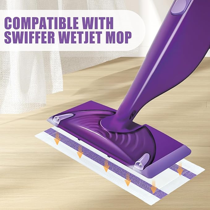 80 Pack Disposable Mop Pad Refills for Swiffer Wet Jet Spray Mop，Dry&Wet Mopping Pad Compatible with Swiffer Wet Jet and Any Model of Velcro Mop，Multi Surface WetJet Pad for Floor Cleaning