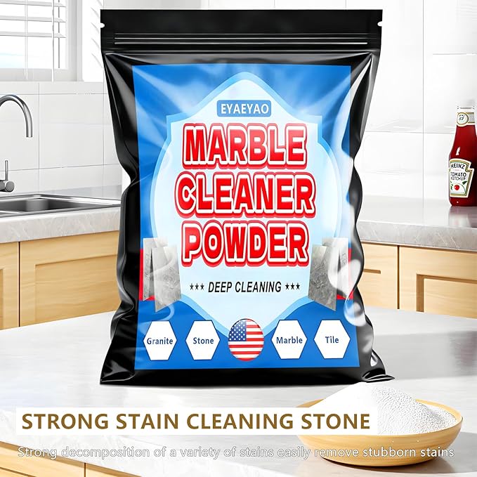 Granite Countertop Cleaner Powder, Marble Cleaner Powder, Marble Polishing Powders, Watermarks Remover, Stain Remover For Granite, Stone, Quartz (4 Ounces)