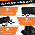 66" Garage Tool Organizer Wall Mount - 720lbs Heavy Duty Metal Rack with Adjustable Hooks, Anti-Rust Shed Storage for Shovels/Rakes/Brooms/Mowers, Efficient Garage & Garden Organization