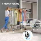 HOKEEPER Clothing Garment Rack Capacity 525LBS Clothing Racks on Wheels Rolling Clothes Rack for Hanging Clothes Heavy Duty Collapsible Commercial