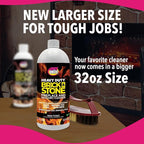 Quick'n Brite Fireplace Brick and Stone Cleaner 32oz with Scrub Brush - Natural Stone, Tile, and Marble Cleaner - Indoor Fireplace and Wood Stove Cleaning Kit - Pellet Stove Creosote Remover