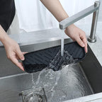 Silicone Bathroom Soap Dishes with Drain Spout-Bathroom and Kitchen Sink Organizer,Sponge Holder,Dish Soap Tray,Perfect for Dispenser,Scrubber,Bottle,Cup on Sink or Counter-Black 12"×4"