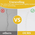 Leecogo Cotton Twine Silver and White Baker String 2mm Thick 328 Feet Christmas Twine for Gift Wrapping DIY Crafts Home Party Decoration