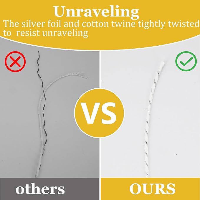 Leecogo Cotton Twine Silver and White Baker String 2mm Thick 328 Feet Christmas Twine for Gift Wrapping DIY Crafts Home Party Decoration