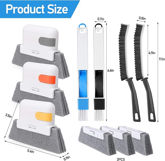 Palksky Window Track Cleaner Set, Window Groove Cleaning Brush Tools, 7 Pieces