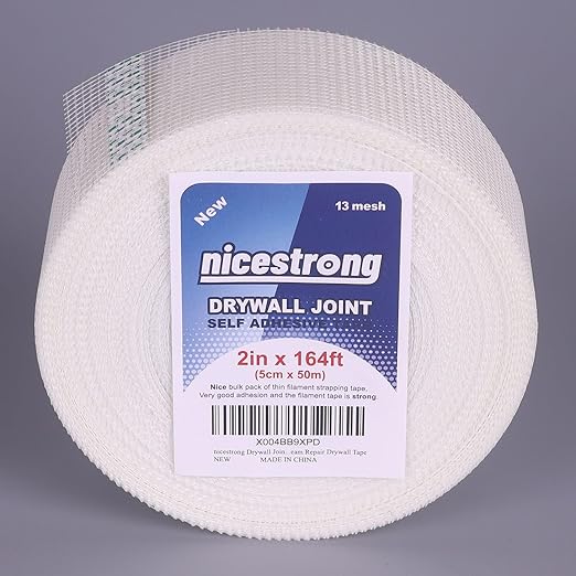 Drywall Joint Tape (2inch X 164ft) Self Stick Repair Mesh Tape Fiberglass Drywall Patch Hole Heavy Duty Wall Repair Mesh Spackle Tape Wall Crack and Seam Repair
