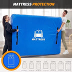 Mattress Bags for Moving, BETU Mattress Protector Waterproof Mattress Cover Full XL Size Storage Bags with 8 Heavy-Duty Handles and Zipper for Bed Extra Thick Large(2 Pack, 82"x57"x15" Blue)