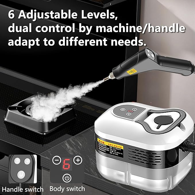 Handheld Steam Cleaner, Portable Steamer for Cleaning with 9pcs Accessories, 6-Level Adjustable Handle, 12s Heat-Up, 1200ml Tank, Steam Cleaner for Home,Dirt,Grout,Tile,Floor,Couch and Car (White)