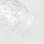 Clear Transparent Apothecary Floral Embossed Glass Jar With Gold Metal Lid Cover for Bathroom Organization, Cotton Balls, Q Tips, and Small Accessories, Bathroom Storage