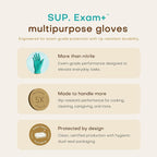 SUP Powder-Free Nitrile Gloves, 100 Count Food Safe Latex-Free Disposable Gloves for Medical Cooking Cleaning Food Prep, Teal