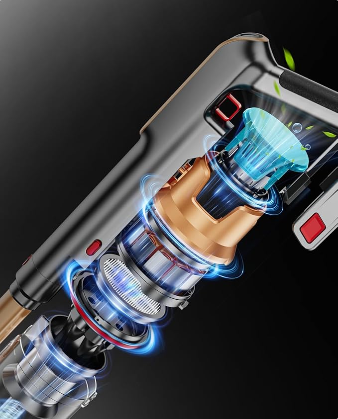 Cordless Vacuum Cleaner, 580W/48KPA/65Mins Vacuum Cleaners for Home, Super 1.8L Cup& Large LED Screen Stick Vacuum Anti-Tangle, Lightweight Cordless Vacuum with Charging Dock for Pet Hair/Carpet/Floor