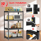 Kitchen Shelves, Adjustable Height Kitchen Shelving Unit, 1600Ibs Heavy Duty Storage Shelves, Kitchen Shelf Organizer, Ideal for Pantry, and Garage Storage Solutions, 23.6"Wx13.8"Dx54"H, Black