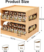 Bamboo Can Organizer for Pantry, 2 Tier Bamboo Pantry Organizer for Kitchen Counter, Cat Food Storage Holds Up to 36 Cans, Can Rack Organizer for Human and Pet Food Cans, FIFO Design