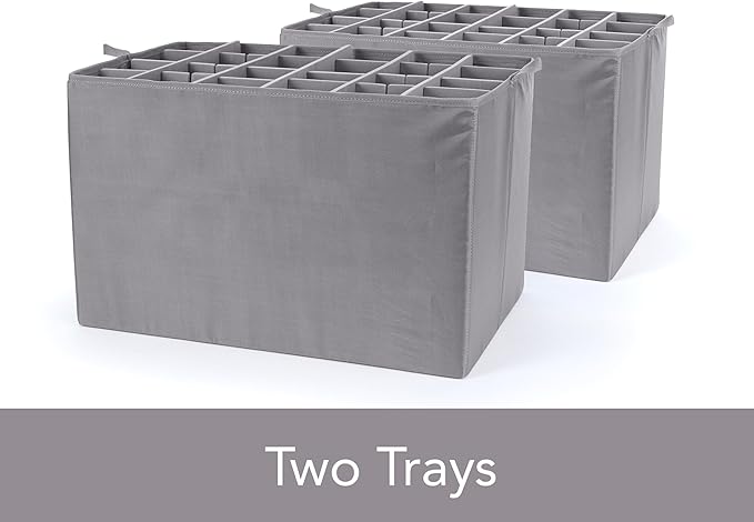 Covermates Keepsakes - Adjustable Zip-Top Storage Box - Configurable FlexGrid Compartments - Heavy Duty Polyester- Reinforced Handles - Stackable Design - Indoor Storage, Grey Heather