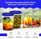 HomeyGear 32 oz - 8 Pack Twist Top Food Deli Containers Screw And Seal Lids, Stackable Reusable Quality Plastic Storage Containers with Screw-on Lids - BPA Free