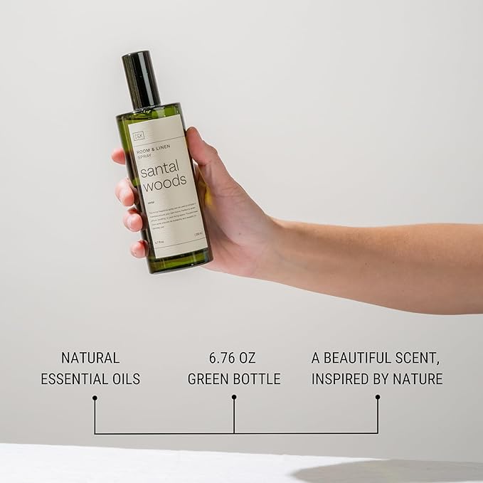Craft & Kin Santal Woods Room Spray for Bedding, 6.76 oz, Pillow Spray, Long-Lasting Room Freshener, Soothing Aroma Mist for Home & Washroom