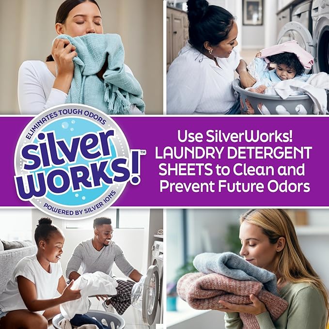 Premium Dissolvable Laundry Detergent Sheets, Silver Ion Odor Elimination Technology, Powerfully Clean & Prevent Odors, Dissolves Fully, 40 Sheets, Free & Clear