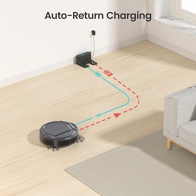 Lefant Robot Vacuum Cleaner M210 Pro,Slim,Quiet,2200Pa Suction,120 Min Self-Charging Robotic Vacuums, Freemove 3.0,WiFi/APP/Alexa,6 Cleaning Modes Ideal for Hard Floors Pet Hair Low Carpet,Gray