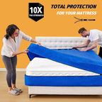 Mattress Bags for Moving, BETU Mattress Protector Waterproof Mattress Cover Cal King Size Storage Bags with 8 Heavy-Duty Handles and Zipper for Bed Extra Thick Large(2 Pack, 86"x75"x15" Blue)