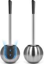 Toilet Brush and Holder 2 Pack, 304 Stainless Steel Toilet Brush with Extended and Durable Comfortable Brush Handle, Toilet Bowl Brush for Bathroom Toilet - Ergonomic, Pratical Durable