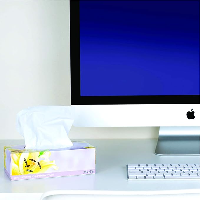 Plasticpro Facial Tissues 130 Per Box Size 7" X 6.9" 2 Ply, Great for Bathroom, Office, Store, School,Home, Kitchen, Or in Your Car & in Every Room (6 Facial Tissue boxes)