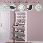 BORNOON Shoe Cabinet with 3 Flip Drawers & Coat Rack, Narrow Hidden Shoe Storage Cabinet, 2-in-1 Hall Tree Slim Freestanding Shoe Rack Organizer for Entryway, Hallway, and Living Room