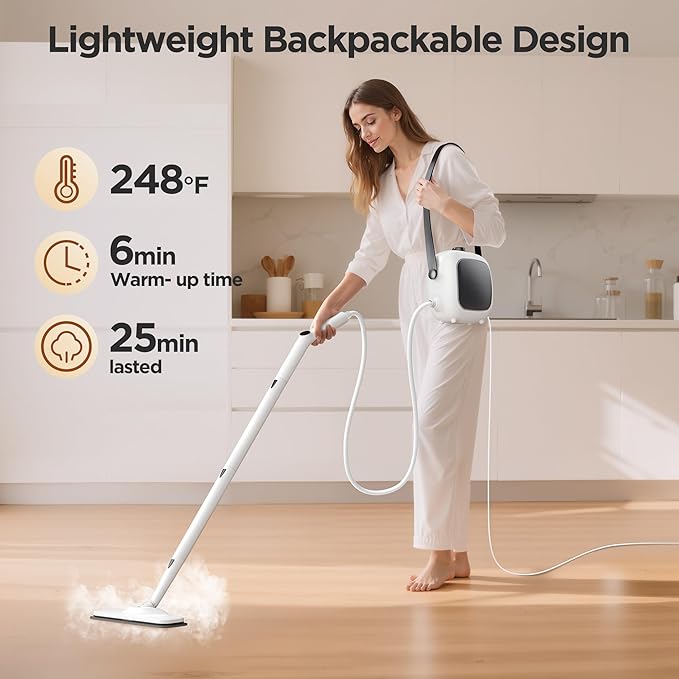Steam Cleaner,Heavy-duty Steam Cleaners for Home,Detachable Handheld Steamer for Cleaning,248°F Steam Mop for Floors, Cars,Furniture,Tiles, Kitchen,Bathroom,Grout and More,21-Piece Kit Include
