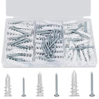 Self Drilling Drywall Anchors, 3 Size 114PCS Heavy Duty Dry Wall Anchors and Screws Kit for Hanging Sheetrock, 57 Self-Tapping Plastic Drywall Hangers and 57 Sheet Rock Screws-50/75/95 Lbs