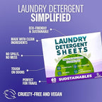Sudstainables Laundry Detergent Sheets (60 Loads) – Eco-Friendly, Zero Waste, Plastic-Free Laundry Washing Machines Soap Sheets; Dissolvable, Space-Saving Strips for Travel (Lavender)