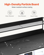 VEVOR Washer Dryer Countertop with 2-Tier Shelf, 54" x 27" Wooden Washer and Dryer Countertop with Anti-Slip Pads, Water-Resistant Laundry Topper Cover for Laundry Room Organization and Storage, Black