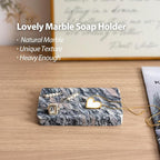2 Pcs Soap Holder for Bathroom, Marble Soap Dish for Kitchen Countertop, Soap Tray with Creative Wavy Design, Saver for Bath Tub, Sponges, Italian Natural Stone(Rosso Luana)